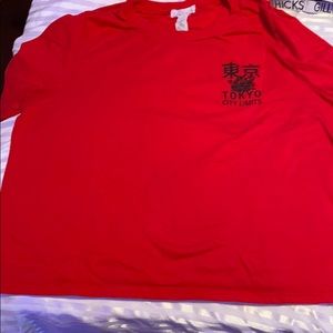 red tokyo long sleeve crop top